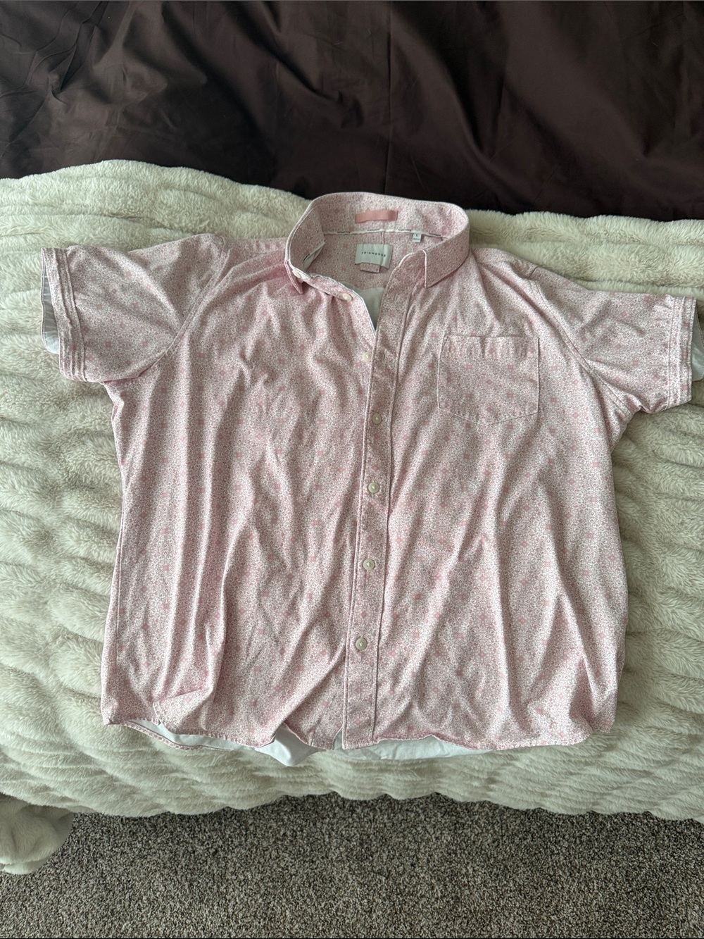 7 Diamonds Men’s Light Pink Short-Sleeve Button-Down Shirt